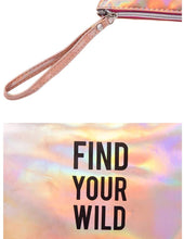 Load image into Gallery viewer, Holographic Waterproof PU Makeup Pouches Card Coin Purse Bag for Women Girls (ChampagneGold)