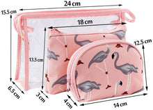 Load image into Gallery viewer, Waterproof Flamingo Cosmetic Bag Set Toiletry Storage Organizer for Women Girls(Pink)