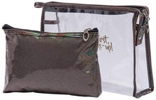Load image into Gallery viewer, Waterproof Holographic Cosmetic Organizer Bag Set for Women Girls (Brown)