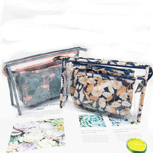 Load image into Gallery viewer, Waterproof Plant Cosmetic Bag Set Toiletry Storage Organizer for Women Girls (Deep Blue)
