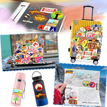 Load image into Gallery viewer, Waterproof Vinyl Stickers for Laptop Luggage Scrapbook Postcard (100Pcs Travel Style)
