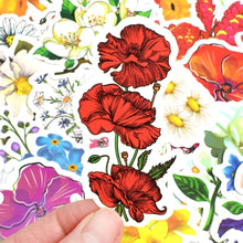 Load image into Gallery viewer, Waterproof Vinyl Stickers for Laptop Water Bottle Cards DIY (50Pcs Flower Style)