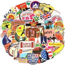 Load image into Gallery viewer, Waterproof Vinyl Stickers for Laptop Luggage Scrapbook Postcard (100Pcs Travel Style)