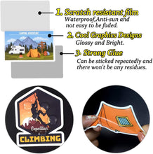 Load image into Gallery viewer, Waterproof Vinyl Stickers Pack for Water Bottle Bike Laptop (100Pcs Camping Adventure Style)