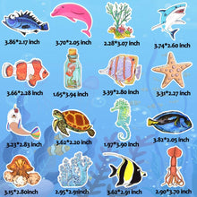 Load image into Gallery viewer, Waterproof Sea Life Vinyl Stickers Pack for Water Bottle Cooler Laptop (50Pcs Ocean Style)