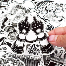 Load image into Gallery viewer, QTL Waterproof Vinyl Stickers for Laptop Bumper Car Decals (50 Pcs Black and White Style)