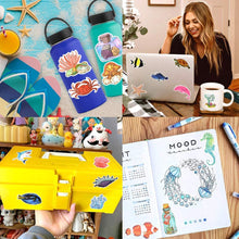 Load image into Gallery viewer, Waterproof Sea Life Vinyl Stickers Pack for Water Bottle Cooler Laptop (50Pcs Ocean Style)