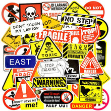 Load image into Gallery viewer, Waterproof Vinyl Stickers for Laptop Water Bottle Car Decals (100Pcs Warning Sign Style)