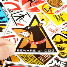 Load image into Gallery viewer, Waterproof Vinyl Stickers for Laptop Water Bottle Car Decals (100Pcs Warning Sign Style)