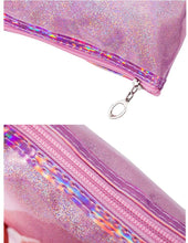 Load image into Gallery viewer, Waterproof Holographic Cosmetic Organizer Bag Set for Women Girls (Purple)