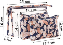 Load image into Gallery viewer, Waterproof Plant Cosmetic Bag Set Toiletry Storage Organizer for Women Girls (Deep Blue)