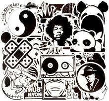 Load image into Gallery viewer, QTL Waterproof Vinyl Stickers for Laptop Bumper Car Decals (50 Pcs Black and White Style)