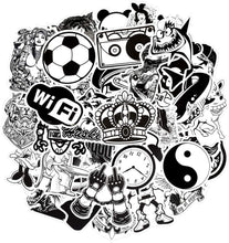 Load image into Gallery viewer, QTL Waterproof Vinyl Stickers for Laptop Bumper Car Decals (50 Pcs Black and White Style)