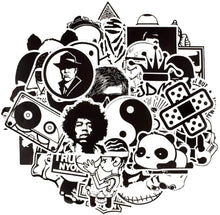 Load image into Gallery viewer, QTL Waterproof Vinyl Stickers for Laptop Bumper Car Decals (50 Pcs Black and White Style)