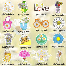 Load image into Gallery viewer, Waterproof Flower Vinyl Stickers for Water Bottle Laptop Scrapbooking (50 Pcs Daisy Style)
