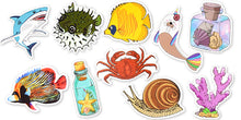 Load image into Gallery viewer, Waterproof Sea Life Vinyl Stickers Pack for Water Bottle Cooler Laptop (50Pcs Ocean Style)