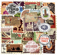 Load image into Gallery viewer, Vintage Waterproof Vinyl Stickers for Laptop Luggage Scrapbook Postcard (50Pcs Stamp Style)