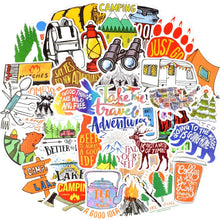 Load image into Gallery viewer, Waterproof Vinyl Vsco Outdoor Stickers for Water Bottle Laptop Car (50 Pcs Camping Style)