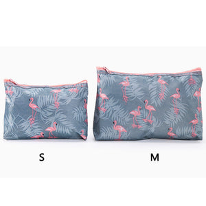 Waterproof Flamingo Cosmetic Bag Set Toiletry Storage Organizer for Women Girls(Grey)