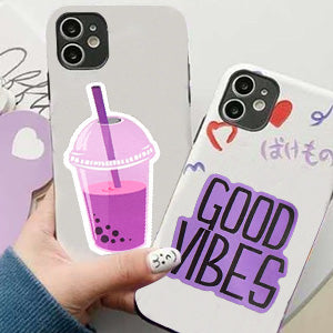 Waterproof Vsco Girl Vinyl Stickers Pack for Water Bottles Laptops (50Pcs Purple Style)