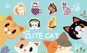 Cute Waterproof Cat Vinyl Stickers Bomb Laptop Water Bottle Folders (50Pcs/Pack)