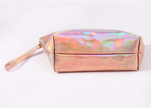 Holographic Waterproof PU Makeup Pouches Card Coin Purse Bag for Women Girls (ChampagneGold)