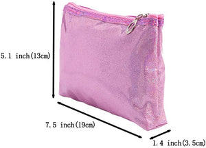 Waterproof Holographic Cosmetic Organizer Bag Set for Women Girls (Purple)