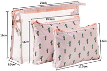 Load image into Gallery viewer, Waterproof Cactus Cosmetic Bag Set Toiletry Storage Organizer for Women Girls (Pink)
