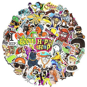 Cool Hip Hop Rap Vinyl Stickers for Teens Laptop Skateboard Water Bottle 50Pcs