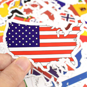 Waterproof National Flag Vinyl Stickers Bomb Laptop Luggage Water Bottle (50Pcs/Pack)