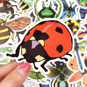 Waterproof Nature Vinyl Stickers Pack for Scrapbooking Water Bottle DIY (50 Pcs Insect Style)