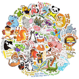 Waterproof Cute Animal Reward Vinyl Stickers for Kids Water Bottle Laptop 50Pcs