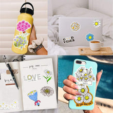 Load image into Gallery viewer, Waterproof Flower Vinyl Stickers for Water Bottle Laptop Scrapbooking (50 Pcs Daisy Style)
