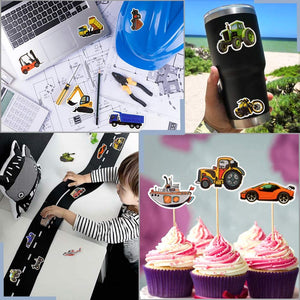 Waterproof Vinyl Truck Car Sticker for Water Bottle Laptop Party Favors (50 Pcs Vehicle Style)