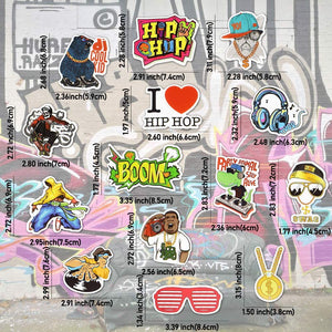 Cool Hip Hop Rap Vinyl Stickers for Teens Laptop Skateboard Water Bottle 50Pcs