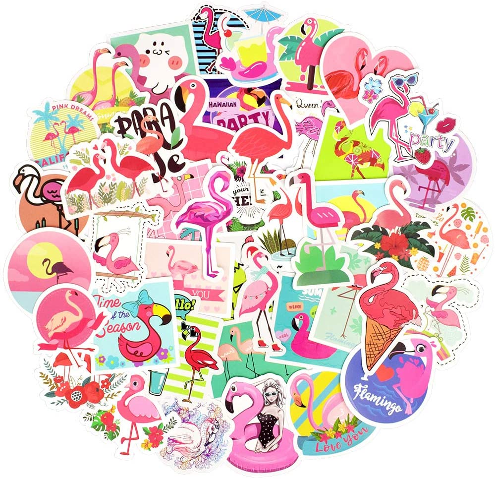 Waterproof Flamingo Vinyl Stickers Bomb Laptop Water Bottle for Vsco Girls (50Pcs/Pack)