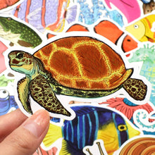 Load image into Gallery viewer, Waterproof Sea Life Vinyl Stickers Pack for Water Bottle Cooler Laptop (50Pcs Ocean Style)
