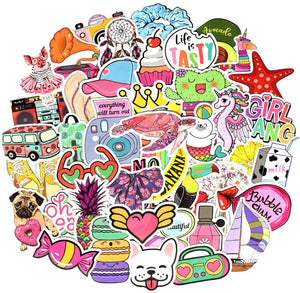 Waterproof Vinyl Stickers Bomb Water Bottle Laptop Craft Gifts for Vsco Girls (100 Pcs Cute Trendy Style)