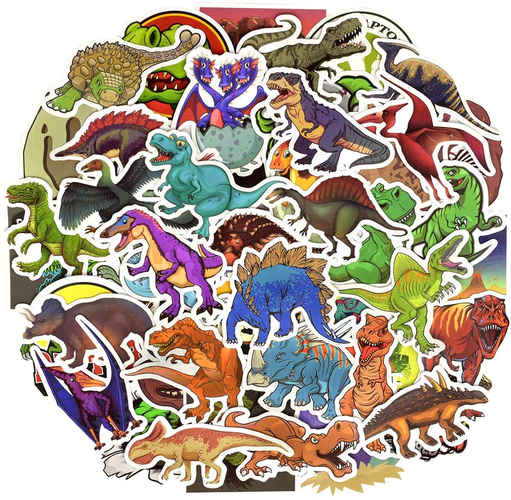 Waterproof Dinosaur Vinyl Stickers Bomb Water Bottle Bike Party Favors (50Pcs/Pack)