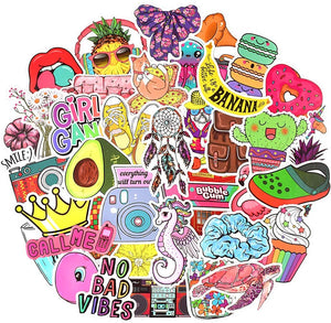 Waterproof Vinyl Stickers for Car Bike Laptop Skateboard Luggage Decal Graffiti Patches Stickers (50 Pcs Vsco Girl Style)