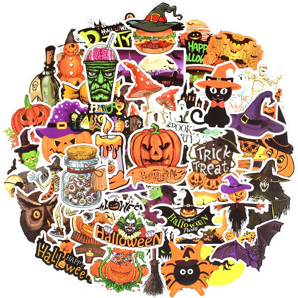 Waterproof Vinyl Stickers for Scrapbooking Water Bottle Party Favors (50 Pcs Pumpkin Style)