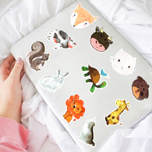 Cute Watercolor Animal Vinyl Stickers Bomb Laptop Water Bottle Folders (50Pcs/Pack)